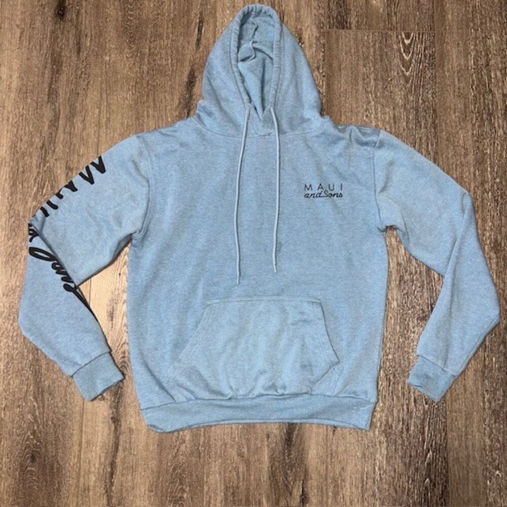 Maui & Sons Dusty Indigo Blue Cookie Logo Mens Hoodie Sweatshirt Size S Small